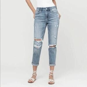 Vervet Skeeter Stretch Boyfriend Jeans distressed cuffed Women's Size 31 NEW